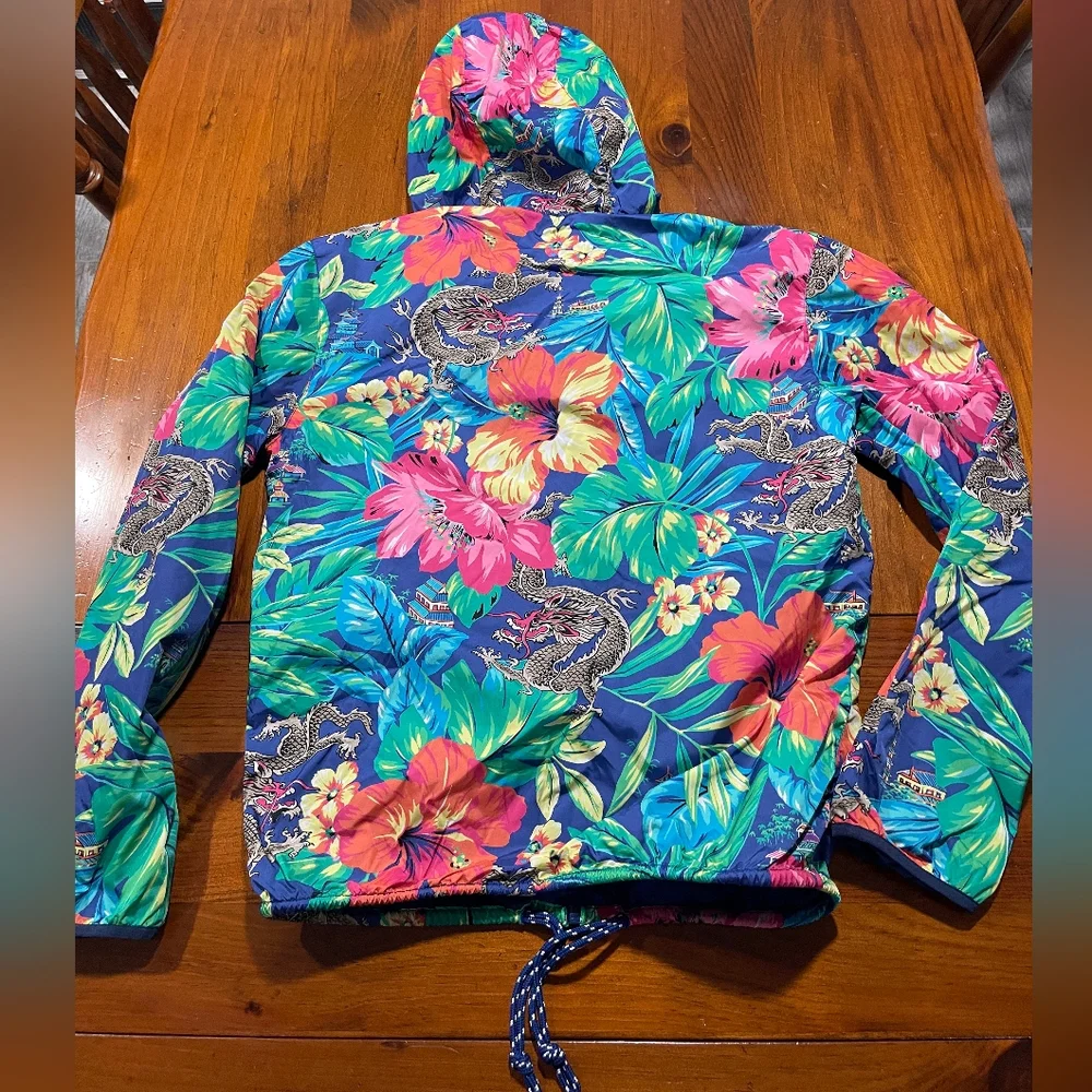 Polo Ralph Lauren Vibrant‎ Floral Palm Dragon Graphic Hooded Windbreaker Size Sm